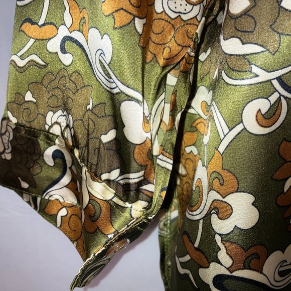 Gold Flava Satin Ruched Button Down Floral Print Blouse Plus Size 18 - Picture 7 of 16